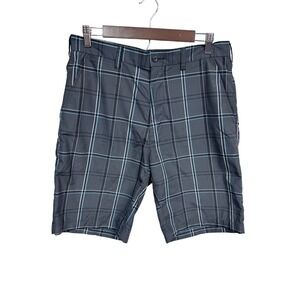 PGA Tour‎ Gray Plaid Men's Flat Front Casual Golf Shorts Size 32